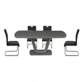 Enzio Light Grey 1.6m Extending Dining Table with 6 Grey Faux Leather Dining Chairs - Pendle Village Furniture